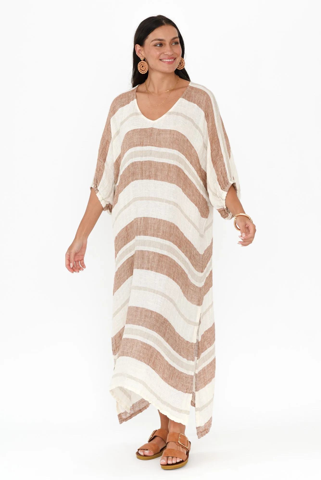Marcel Terracotta Stripe Linen Dress sold by Blue Bungalow product image thumbnail 2