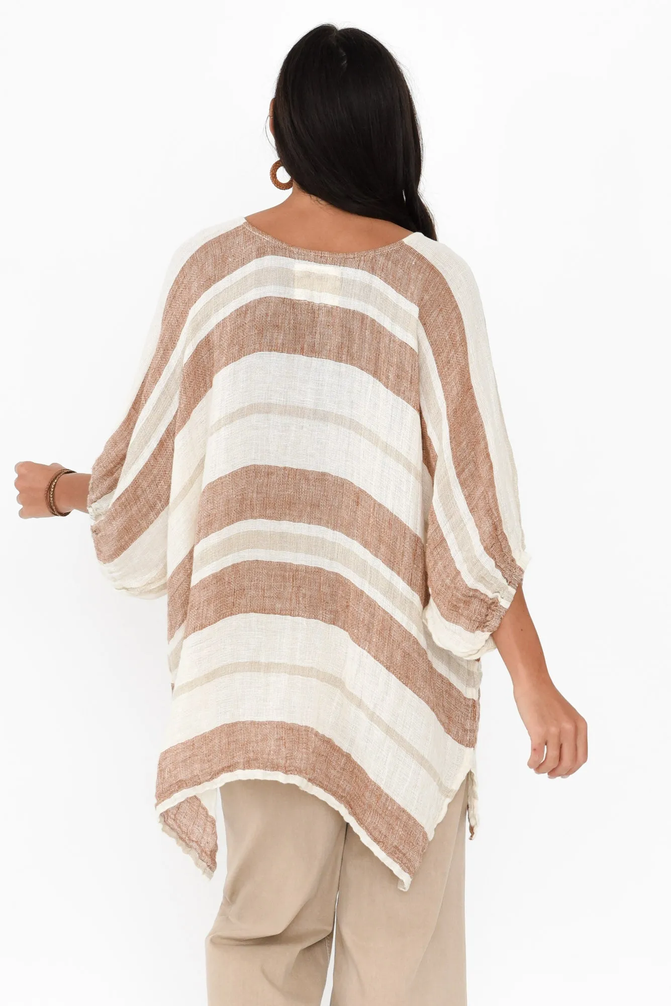 Nassau Terracotta Stripe Linen Top sold by Blue Bungalow product image thumbnail 4