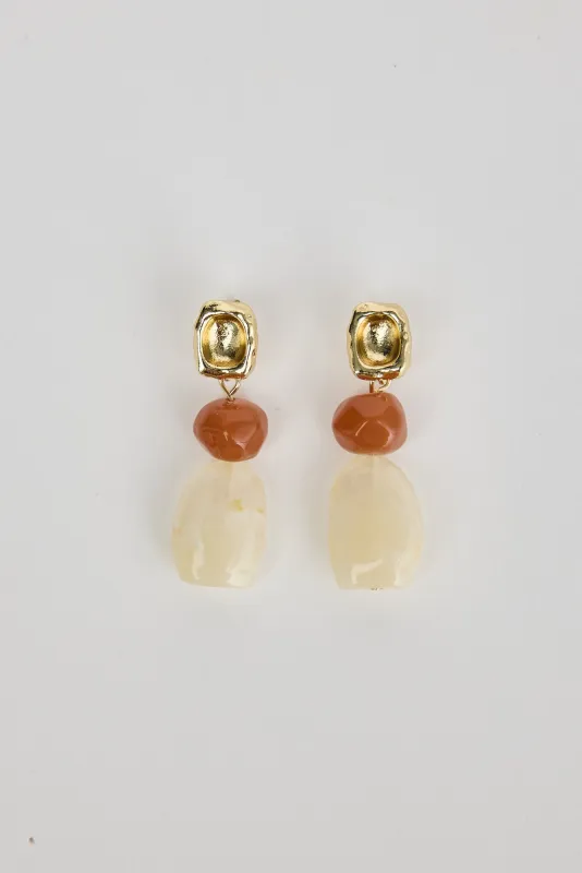 Emelia Cream Stone Drop Earrings sold by Blue Bungalow