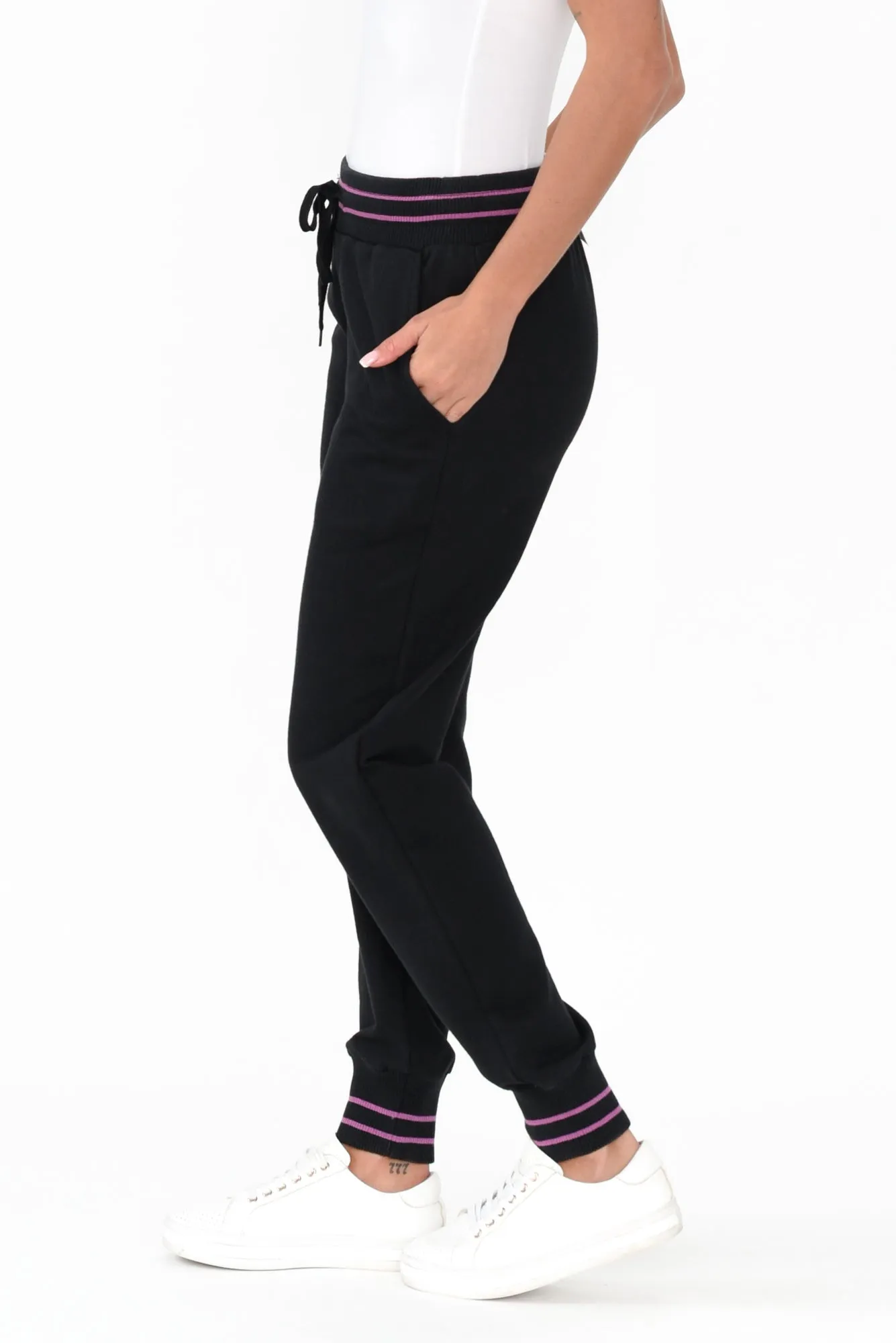 Claude Black Cotton Blend Drawstring Pants sold by Blue Bungalow product image thumbnail 4