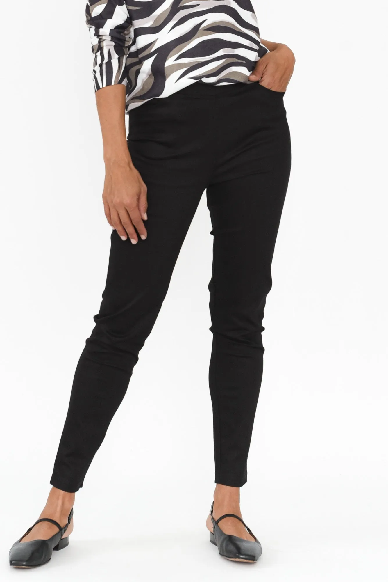 Laia Black Cotton Stretch Pants sold by Blue Bungalow
