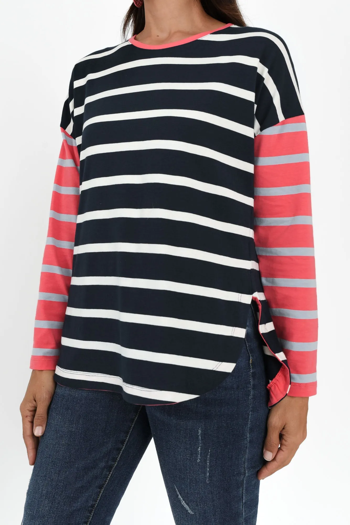 Marta Navy Stripe Cotton Long Sleeve Tee sold by Blue Bungalow product image thumbnail 5