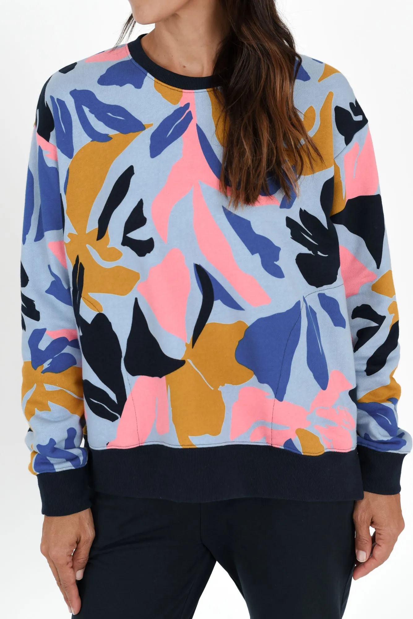Bleeker Blue Abstract Cotton Crew Sweatshirt sold by Blue Bungalow product image thumbnail 5