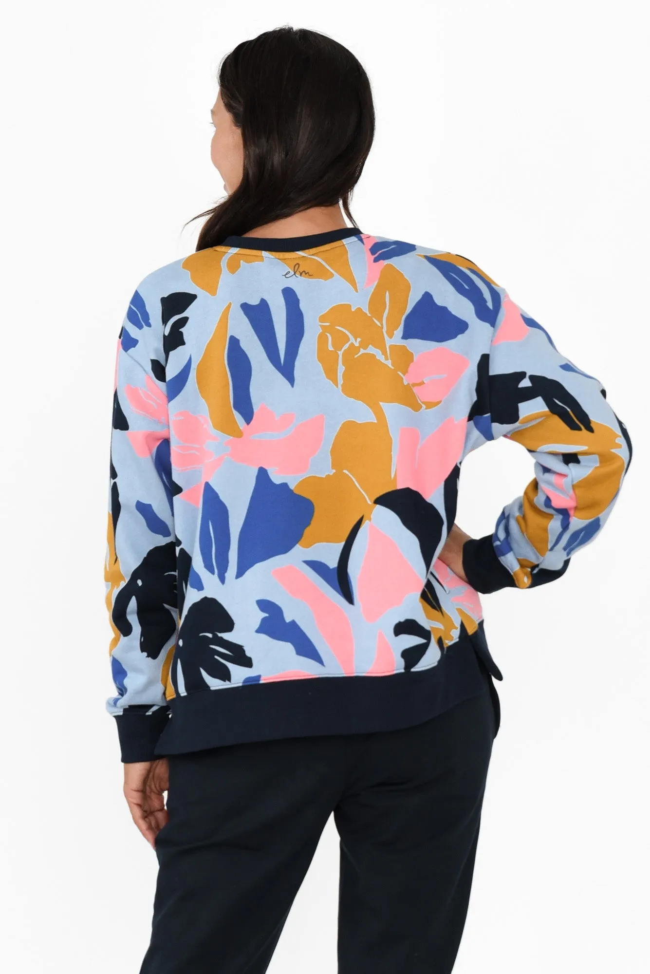 Bleeker Blue Abstract Cotton Crew Sweatshirt sold by Blue Bungalow product image thumbnail 4