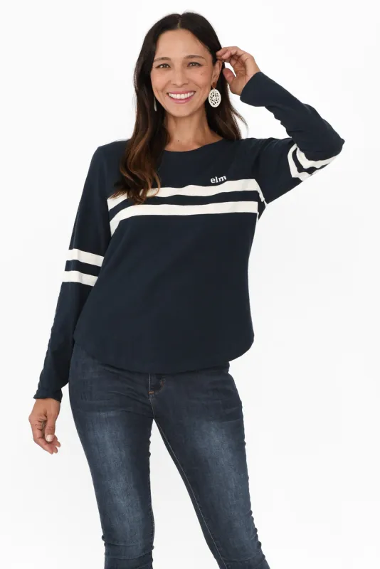 Adora Navy Stripe Cotton Long Sleeve Tee sold by Blue Bungalow