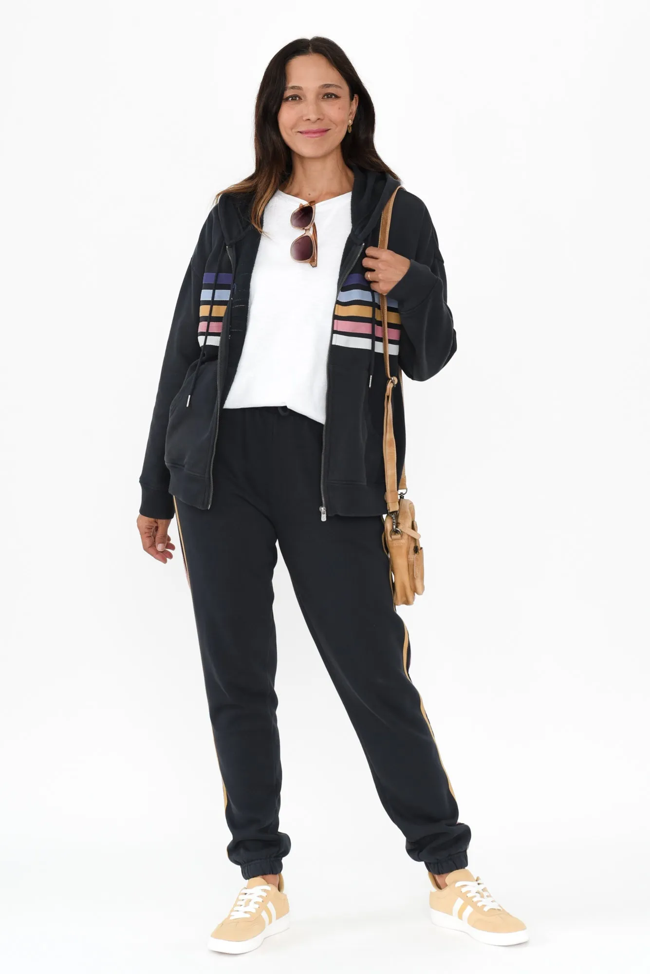 Cue Navy Stripe Zip Hooded Sweatshirt sold by Blue Bungalow product image thumbnail 2