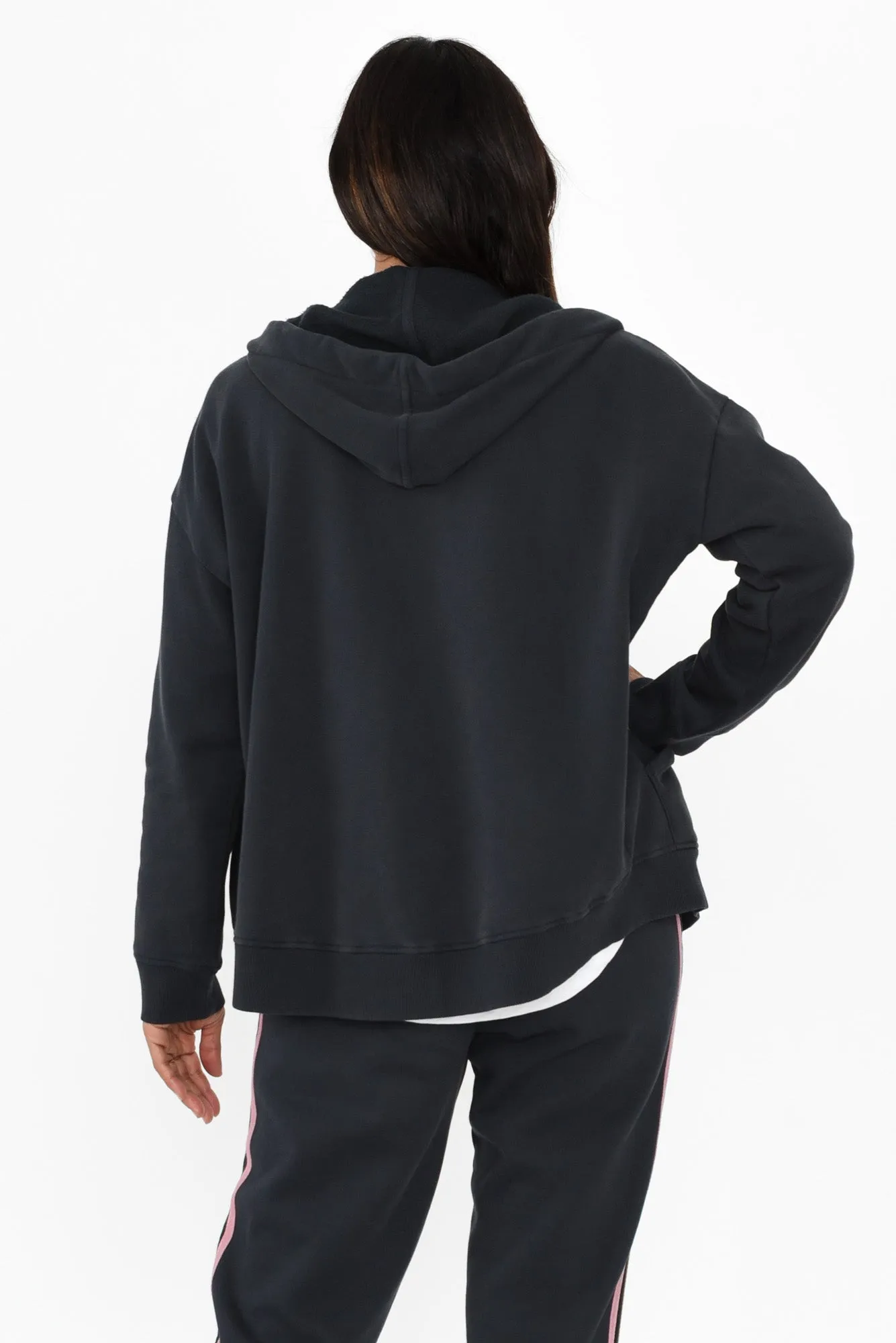 Cue Navy Stripe Zip Hooded Sweatshirt sold by Blue Bungalow product image thumbnail 4
