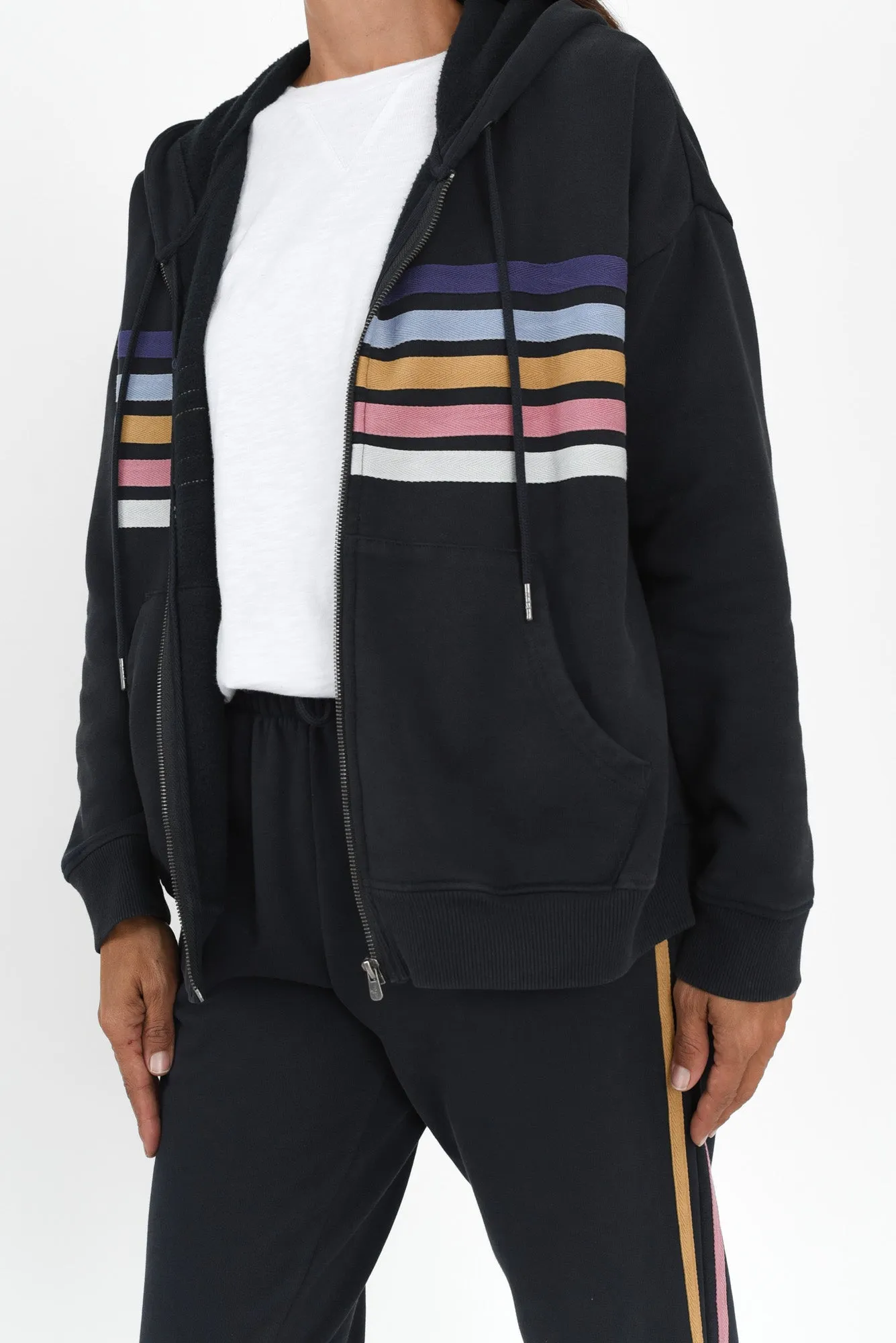Cue Navy Stripe Zip Hooded Sweatshirt sold by Blue Bungalow product image thumbnail 5