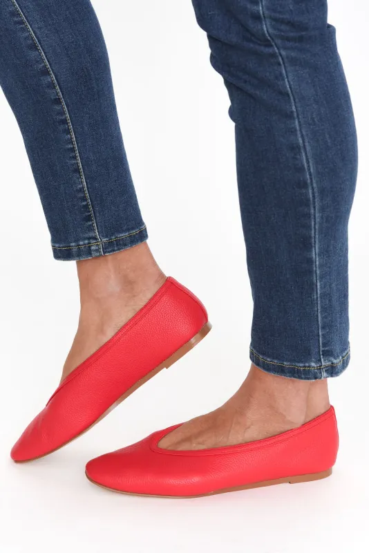 Anita Red Leather Ballet Flat sold by Blue Bungalow