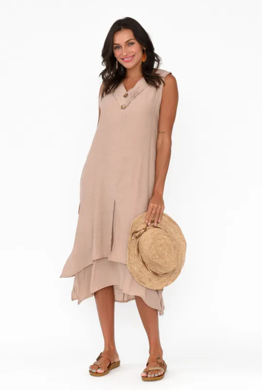 Gutha Beige Cotton Blend Layer Dress sold by Blue Bungalow