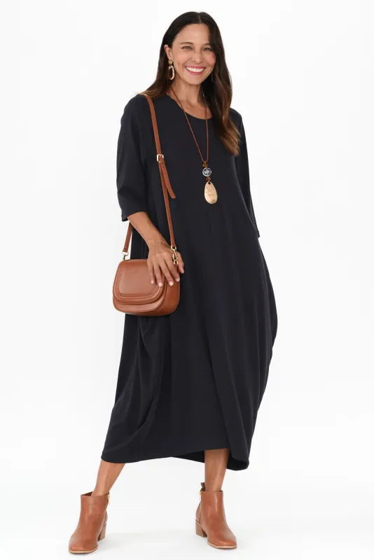 Alviva Navy Bamboo Dress sold by Blue Bungalow