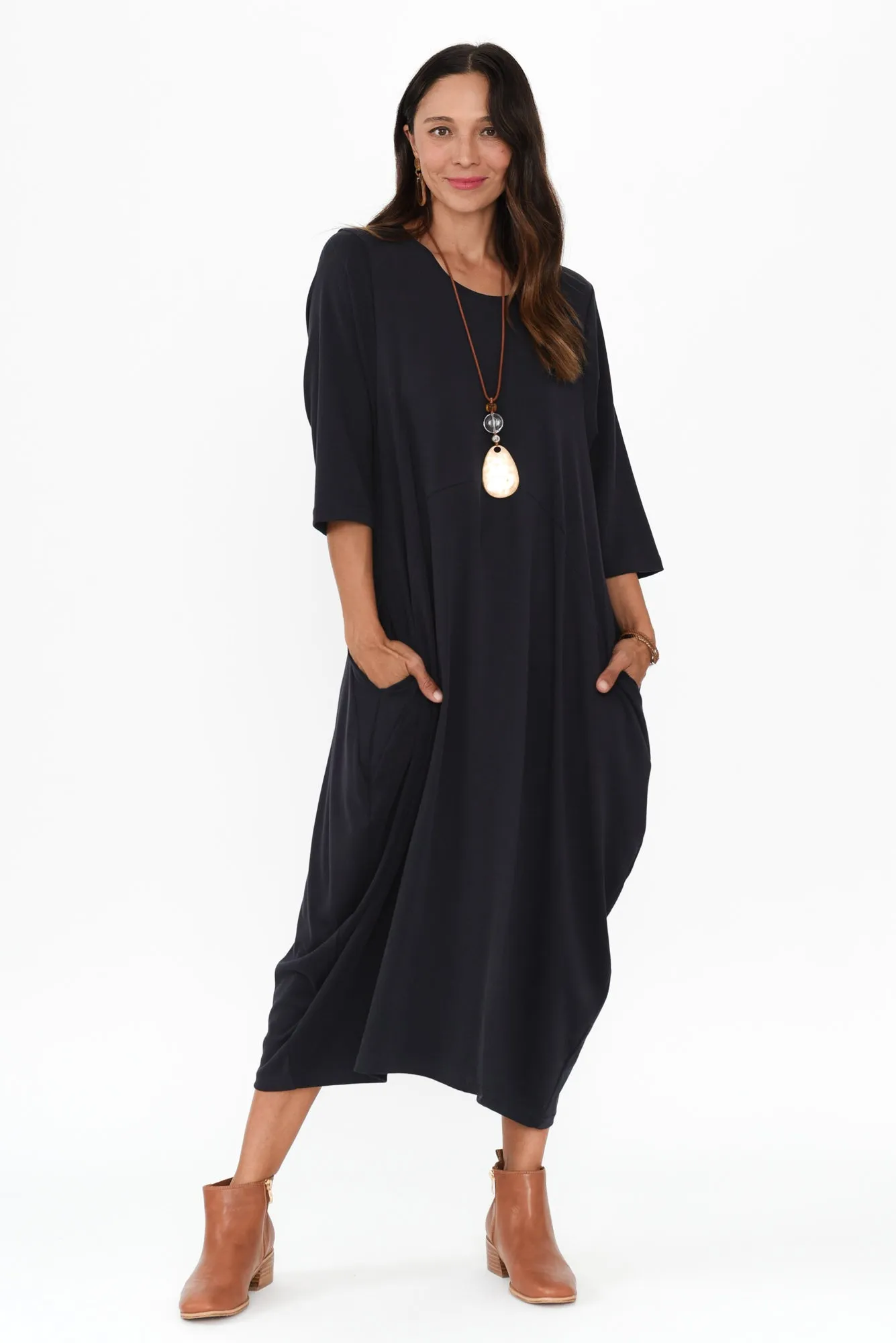 Alviva Navy Bamboo Dress sold by Blue Bungalow product image thumbnail 2