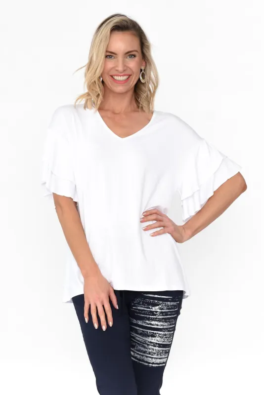 Ripon White Frill Sleeve Top sold by Blue Bungalow