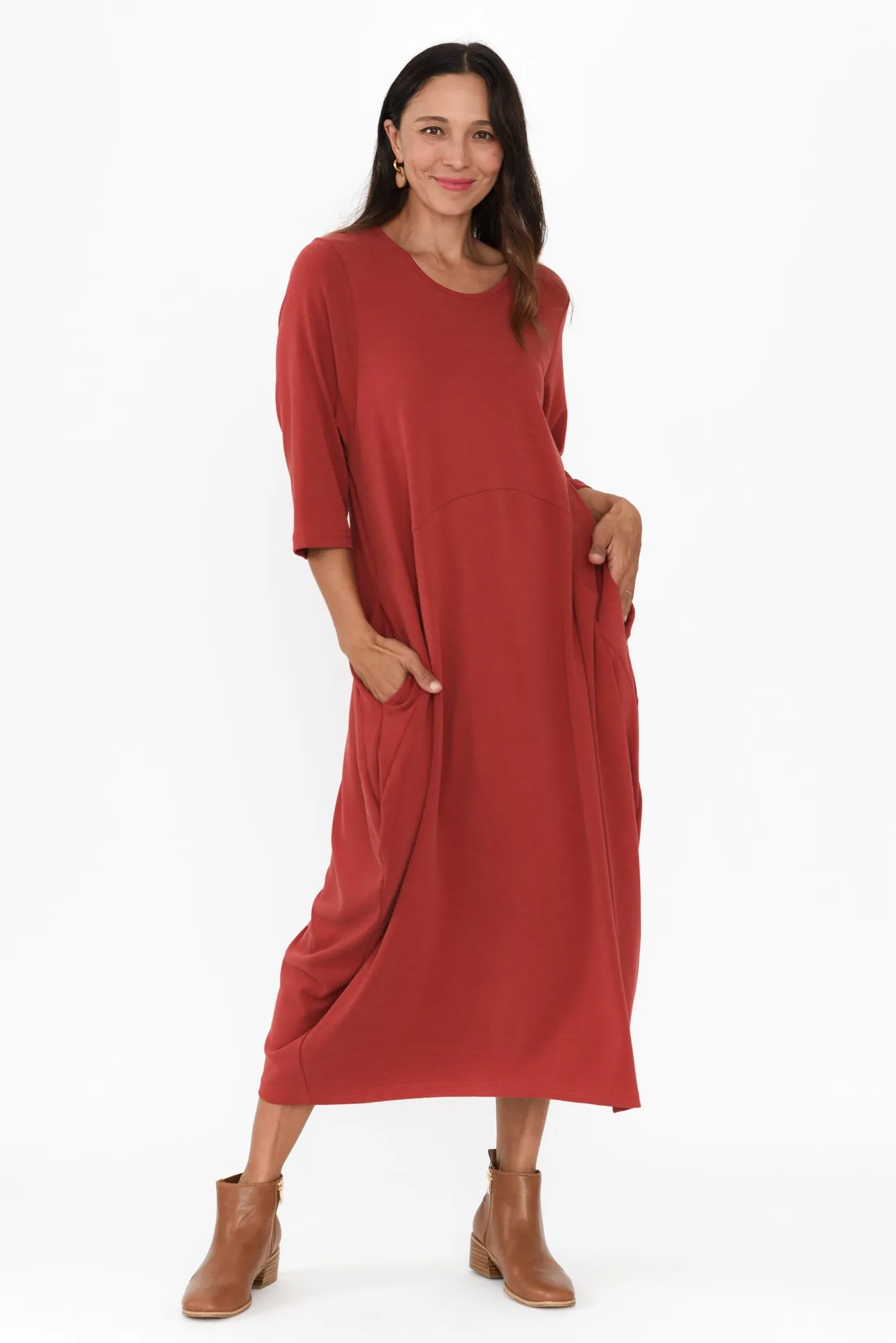 Elviva Rust Pocket Dress sold by Blue Bungalow