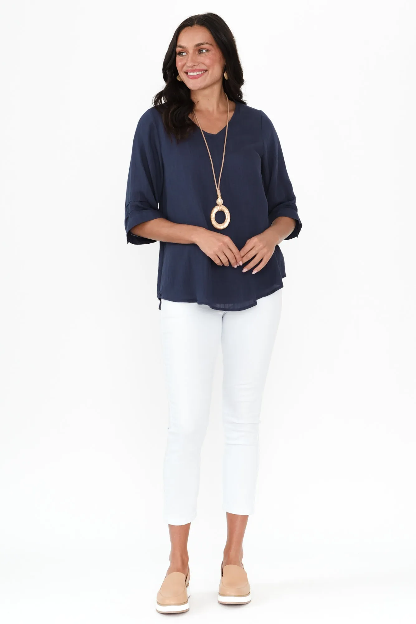 Gomez Navy Button Top sold by Blue Bungalow product image thumbnail 2