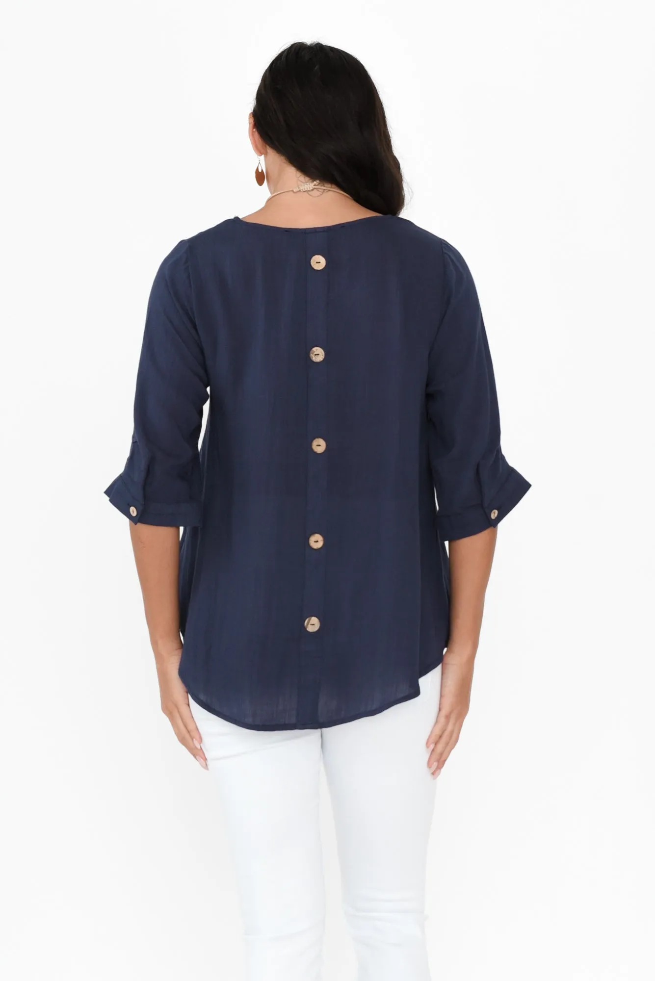 Gomez Navy Button Top sold by Blue Bungalow product image thumbnail 4