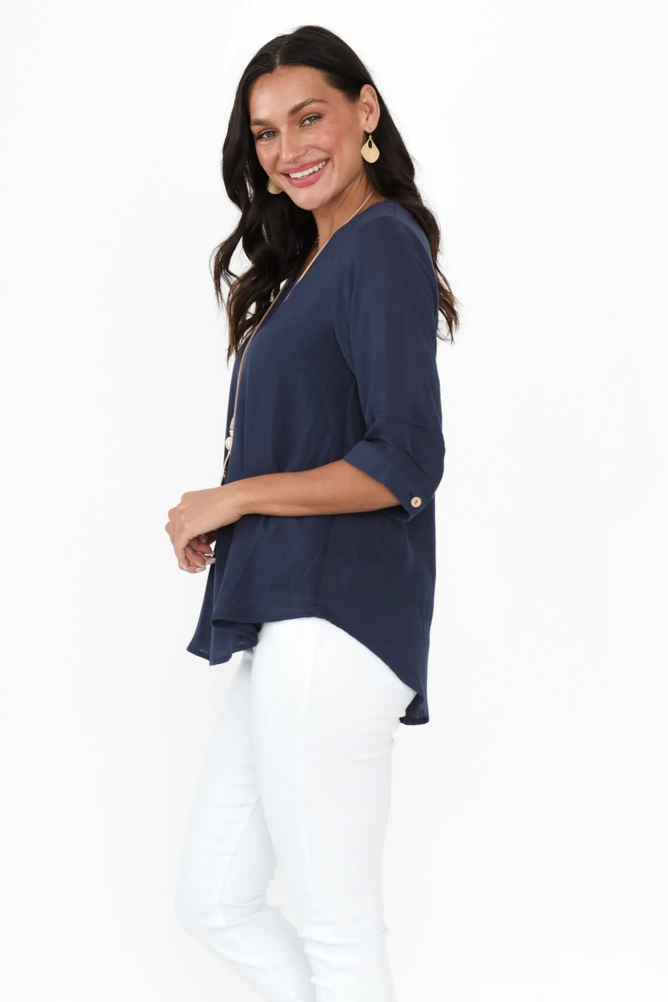 Gomez Navy Button Top sold by Blue Bungalow product image thumbnail 3