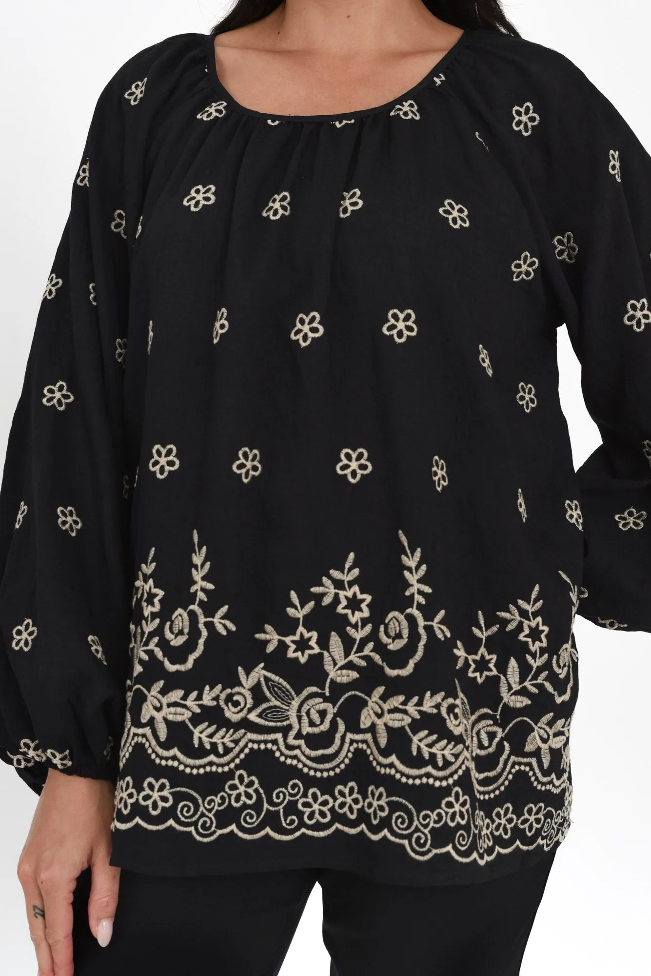 Preston Black Geo Puff Sleeve Top sold by Blue Bungalow product image thumbnail 5