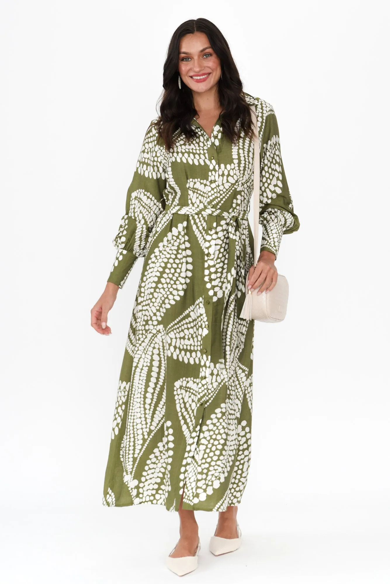 Kiran Khaki Speckle Tie Dress sold by Blue Bungalow product image thumbnail 2