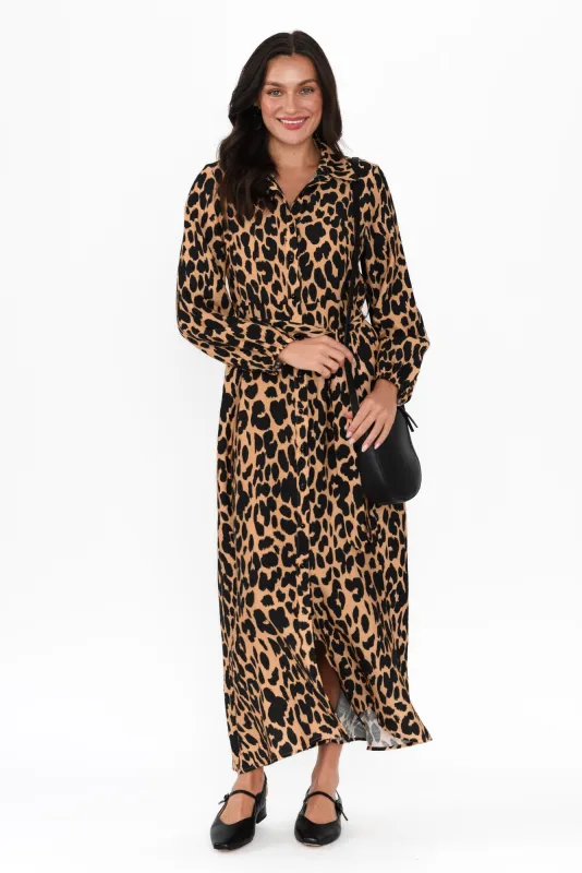 Kaitlin Brown Leopard Tie Dress sold by Blue Bungalow