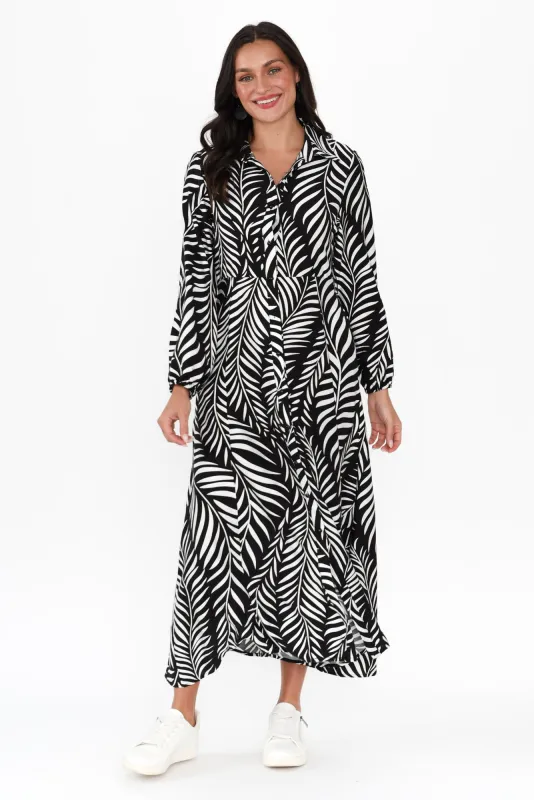 Kaitlin Black Fern Tie Dress sold by Blue Bungalow