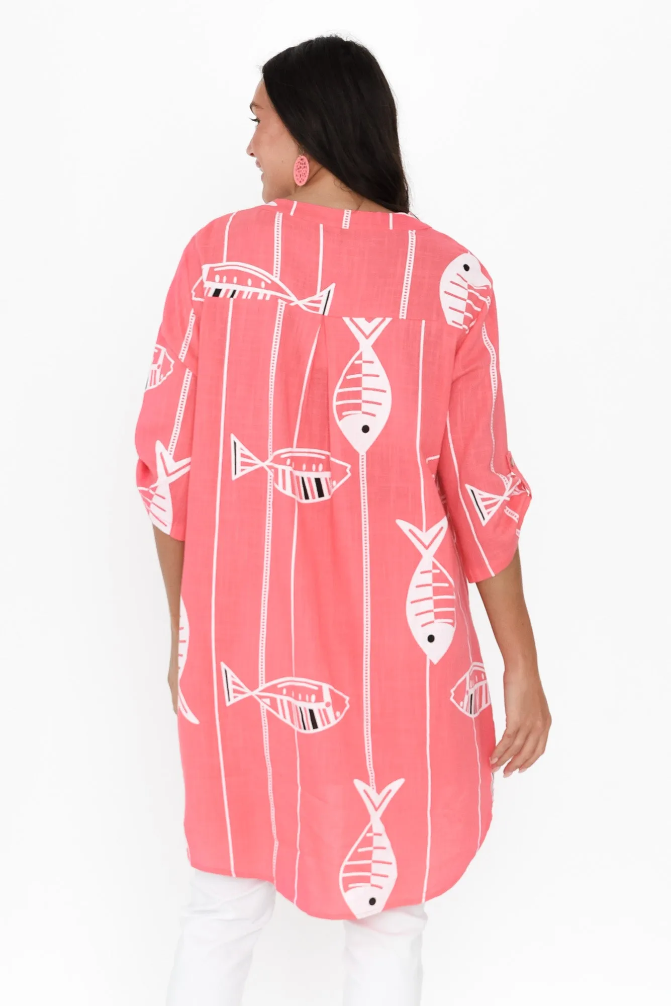 Elliot Coral Sea Linen Cotton Tunic sold by Blue Bungalow product image thumbnail 4