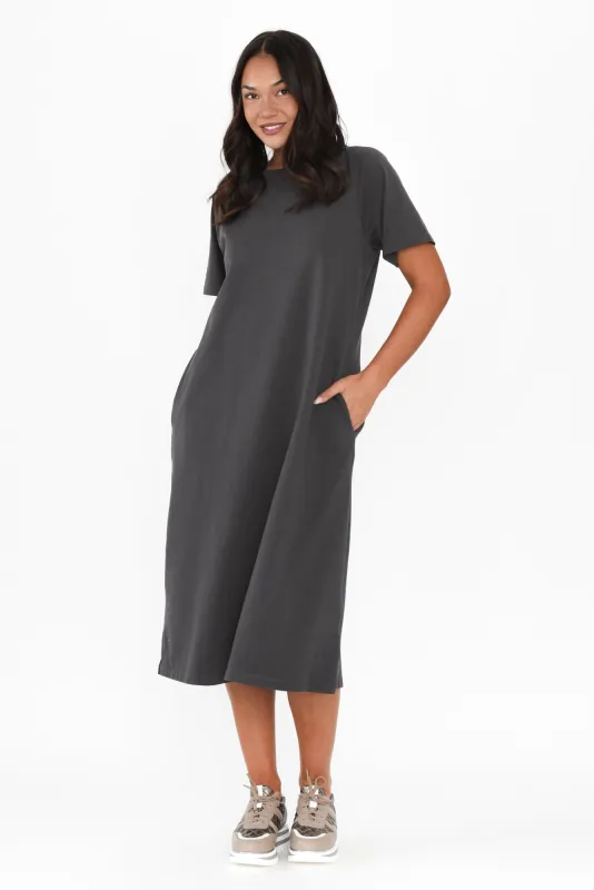 Windsor Charcoal Cotton Tee Dress sold by Blue Bungalow