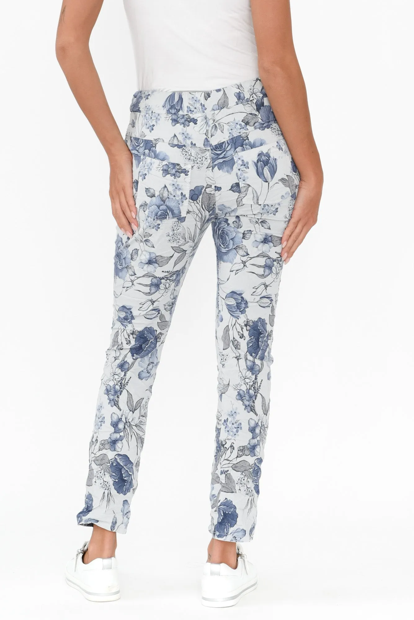 Simpson Blue Floral Stretch Pants sold by Blue Bungalow product image thumbnail 4