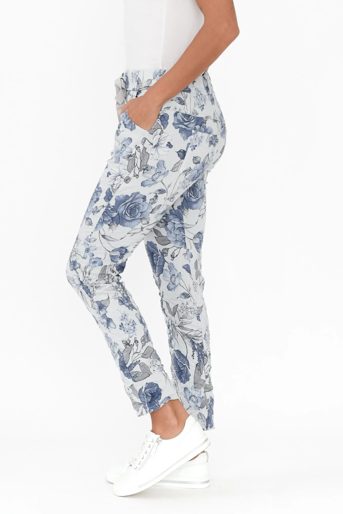 Simpson Blue Floral Stretch Pants sold by Blue Bungalow product image thumbnail 3