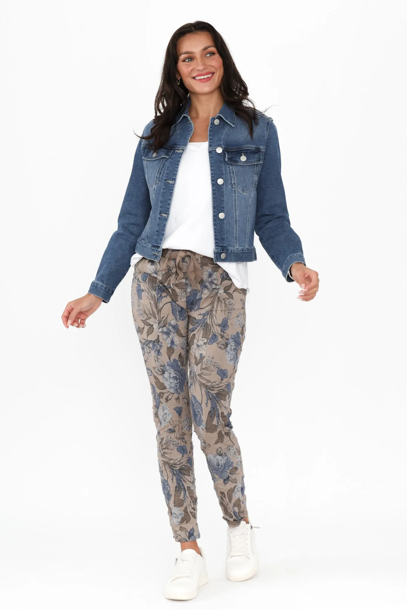Simpson Taupe Floral Stretch Pants sold by Blue Bungalow product image thumbnail 2