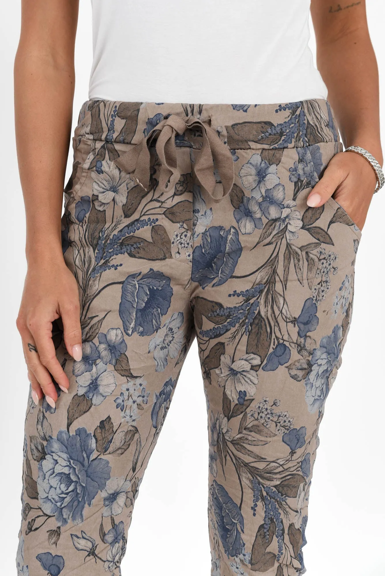 Simpson Taupe Floral Stretch Pants sold by Blue Bungalow product image thumbnail 5