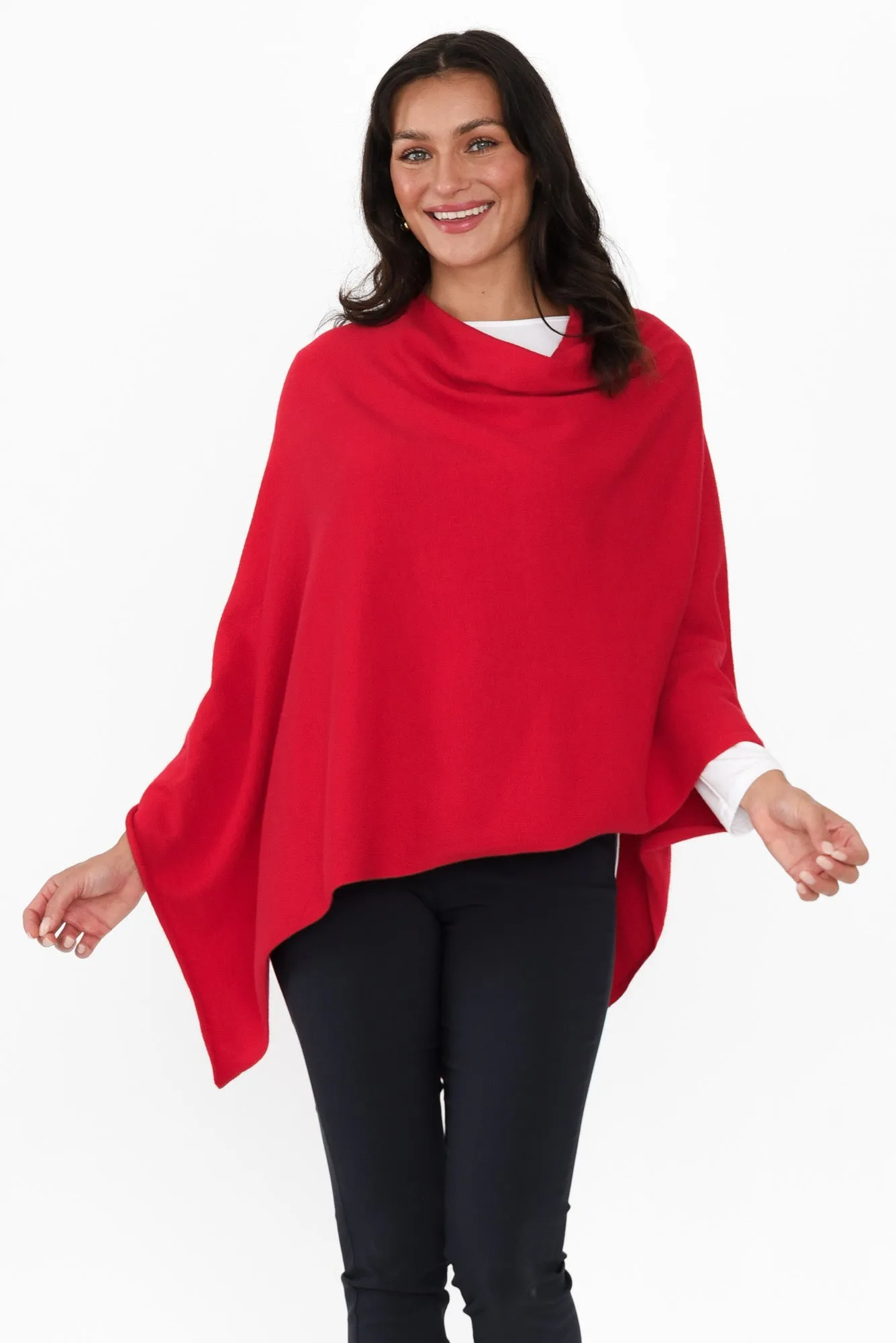 Amy Cherry Wool Blend Poncho sold by Blue Bungalow