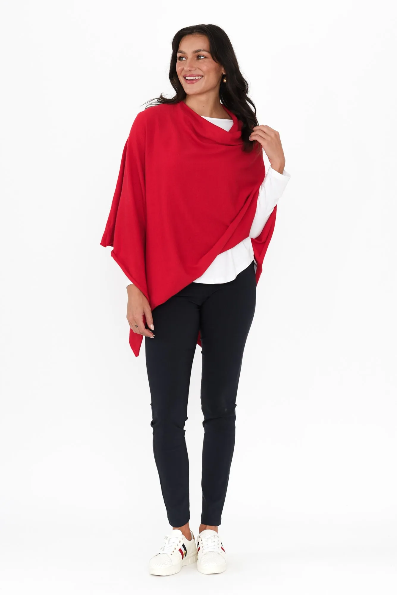 Amy Cherry Wool Blend Poncho sold by Blue Bungalow product image thumbnail 2