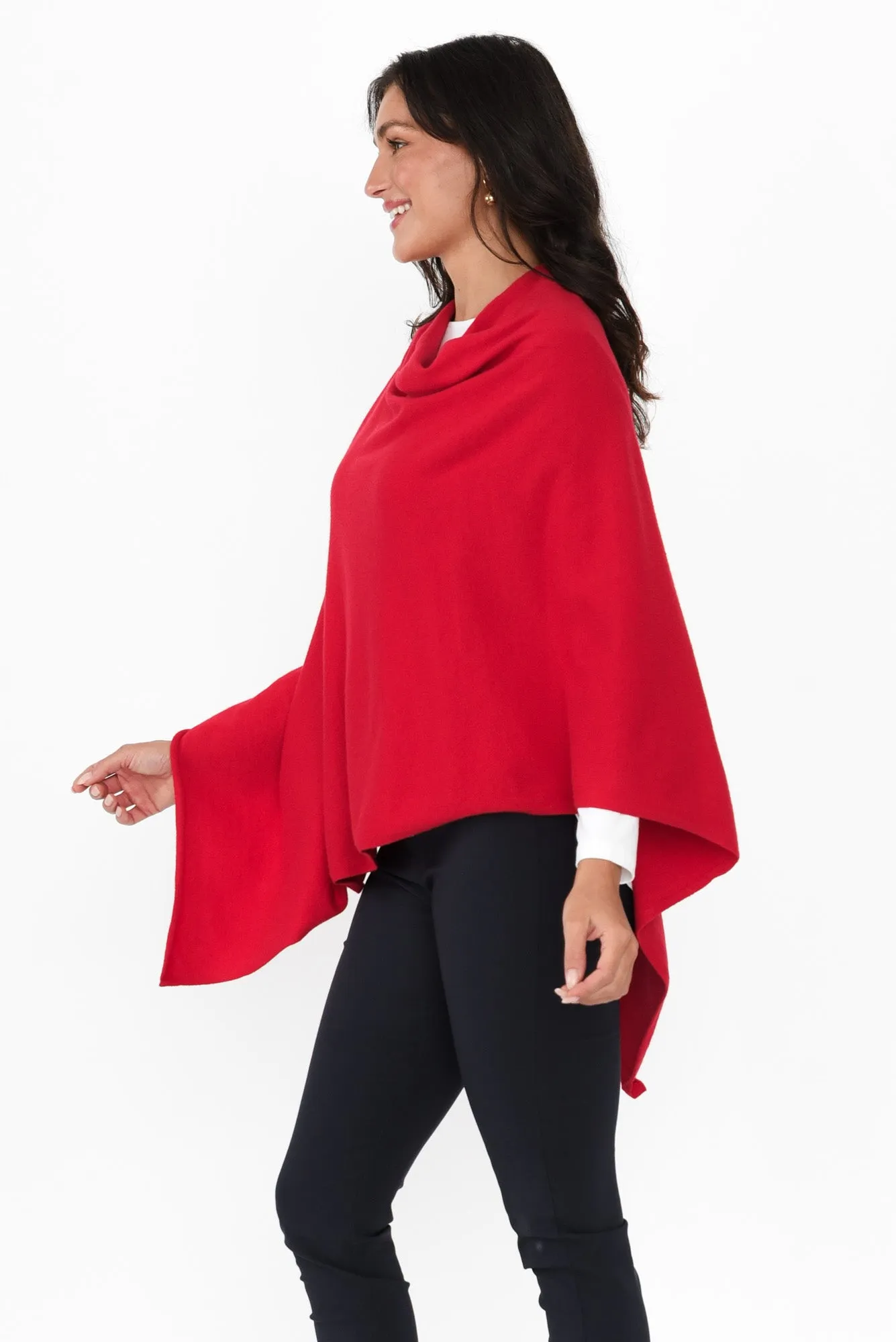 Amy Cherry Wool Blend Poncho sold by Blue Bungalow product image thumbnail 3