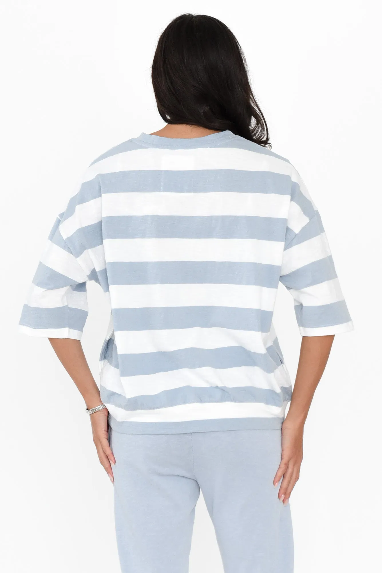 Mazie Blue Stripe Cotton Sweat sold by Blue Bungalow product image thumbnail 4