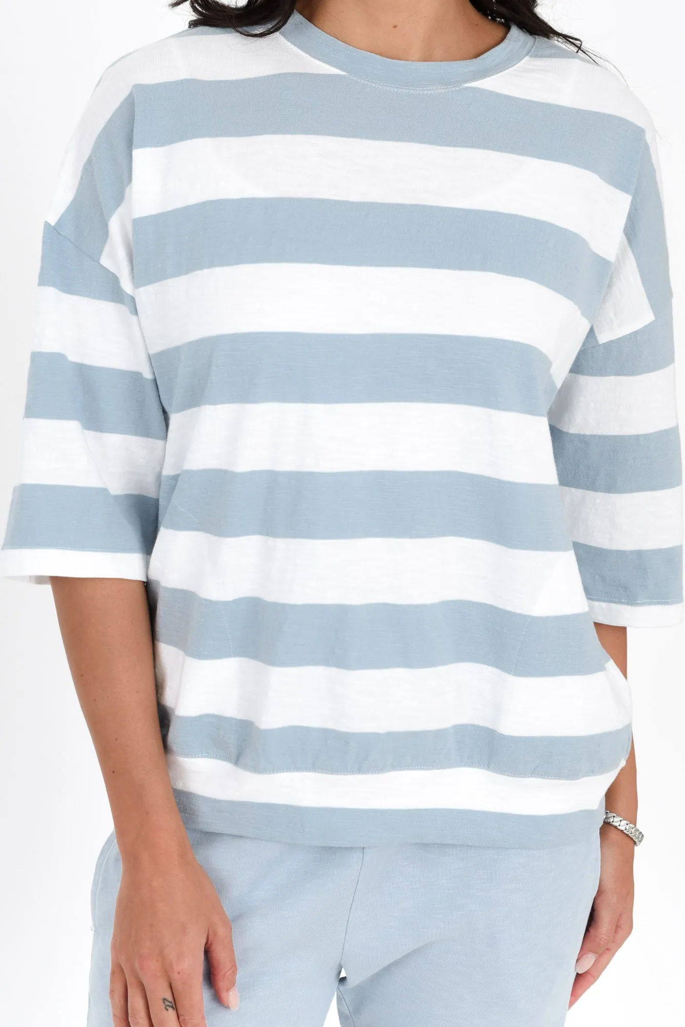 Mazie Blue Stripe Cotton Sweat sold by Blue Bungalow product image thumbnail 5
