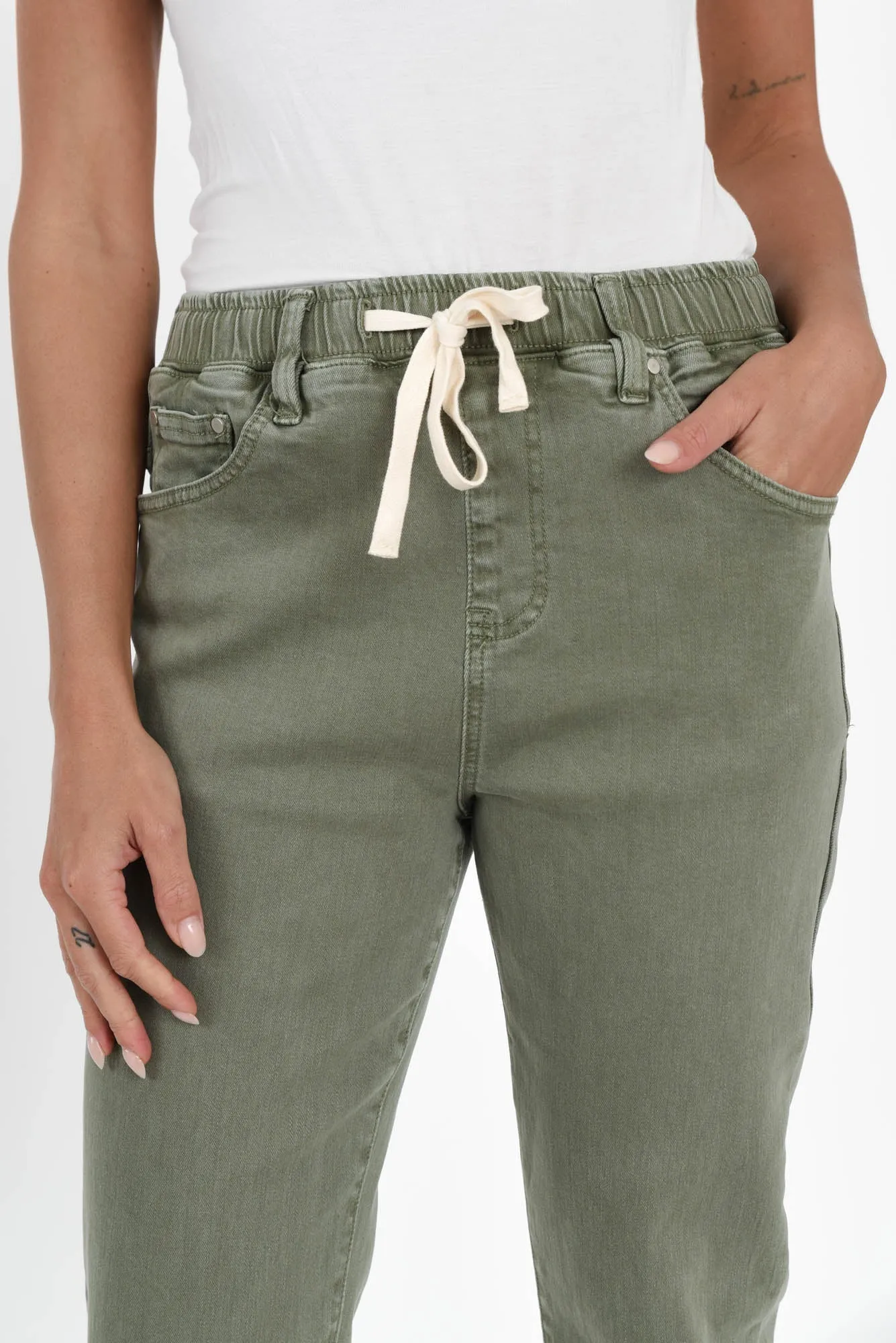 Juliette Khaki Denim Jogger Pants sold by Blue Bungalow product image thumbnail 5