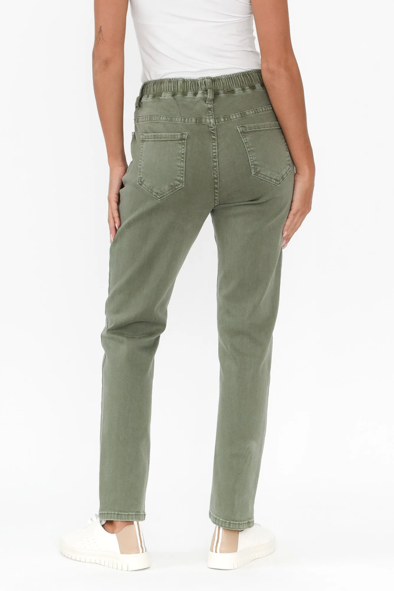 Juliette Khaki Denim Jogger Pants sold by Blue Bungalow product image thumbnail 4