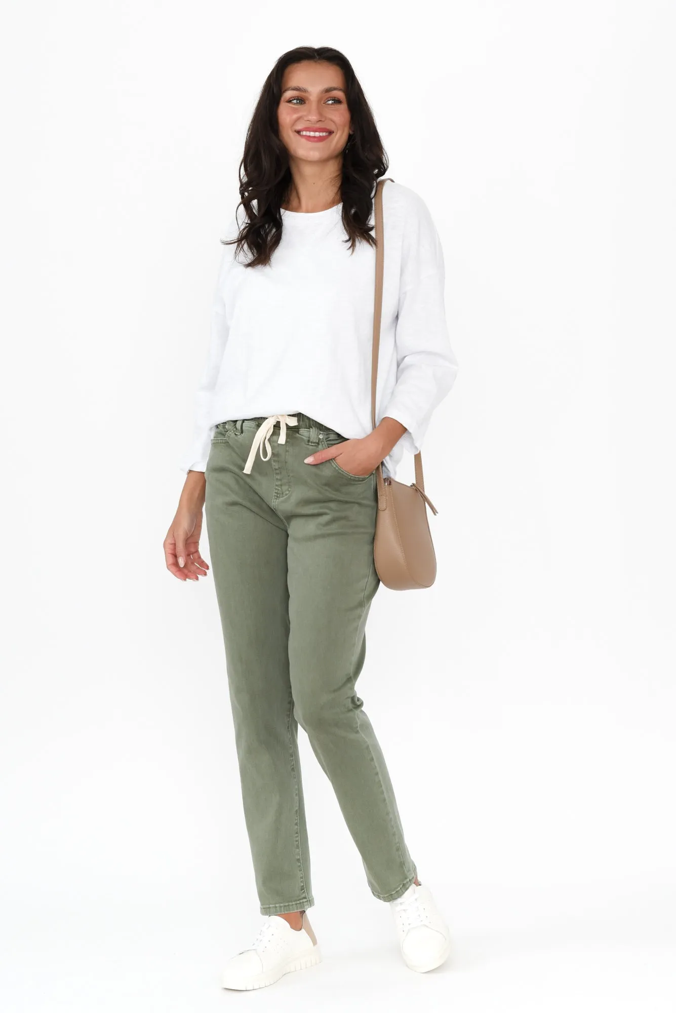 Juliette Khaki Denim Jogger Pants sold by Blue Bungalow product image thumbnail 2