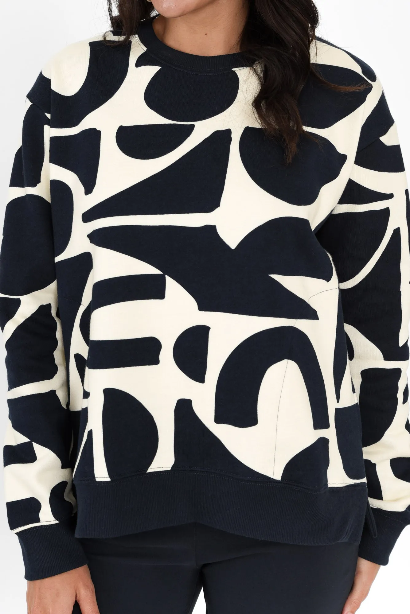 Mural Navy Geo Cotton Sweatshirt sold by Blue Bungalow product image thumbnail 5