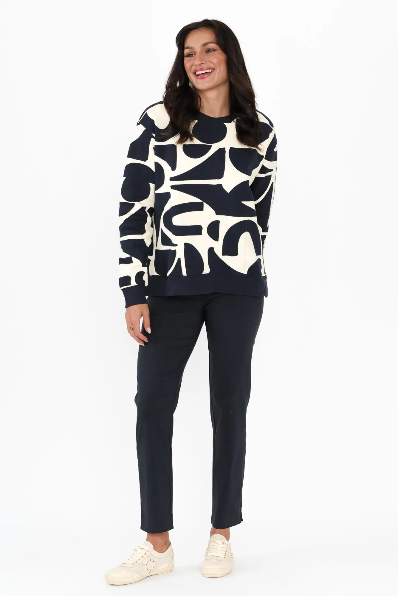 Mural Navy Geo Cotton Sweatshirt sold by Blue Bungalow product image thumbnail 2