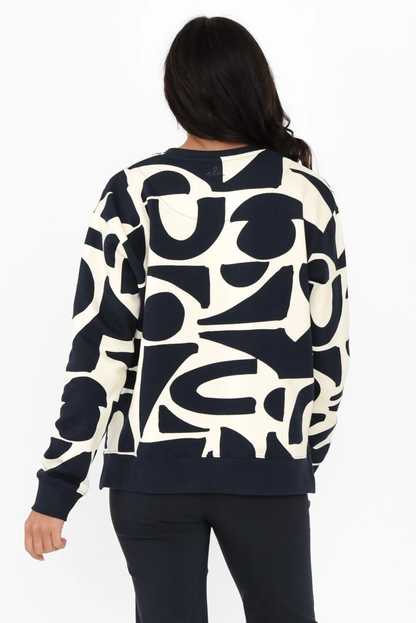 Mural Navy Geo Cotton Sweatshirt sold by Blue Bungalow product image thumbnail 4
