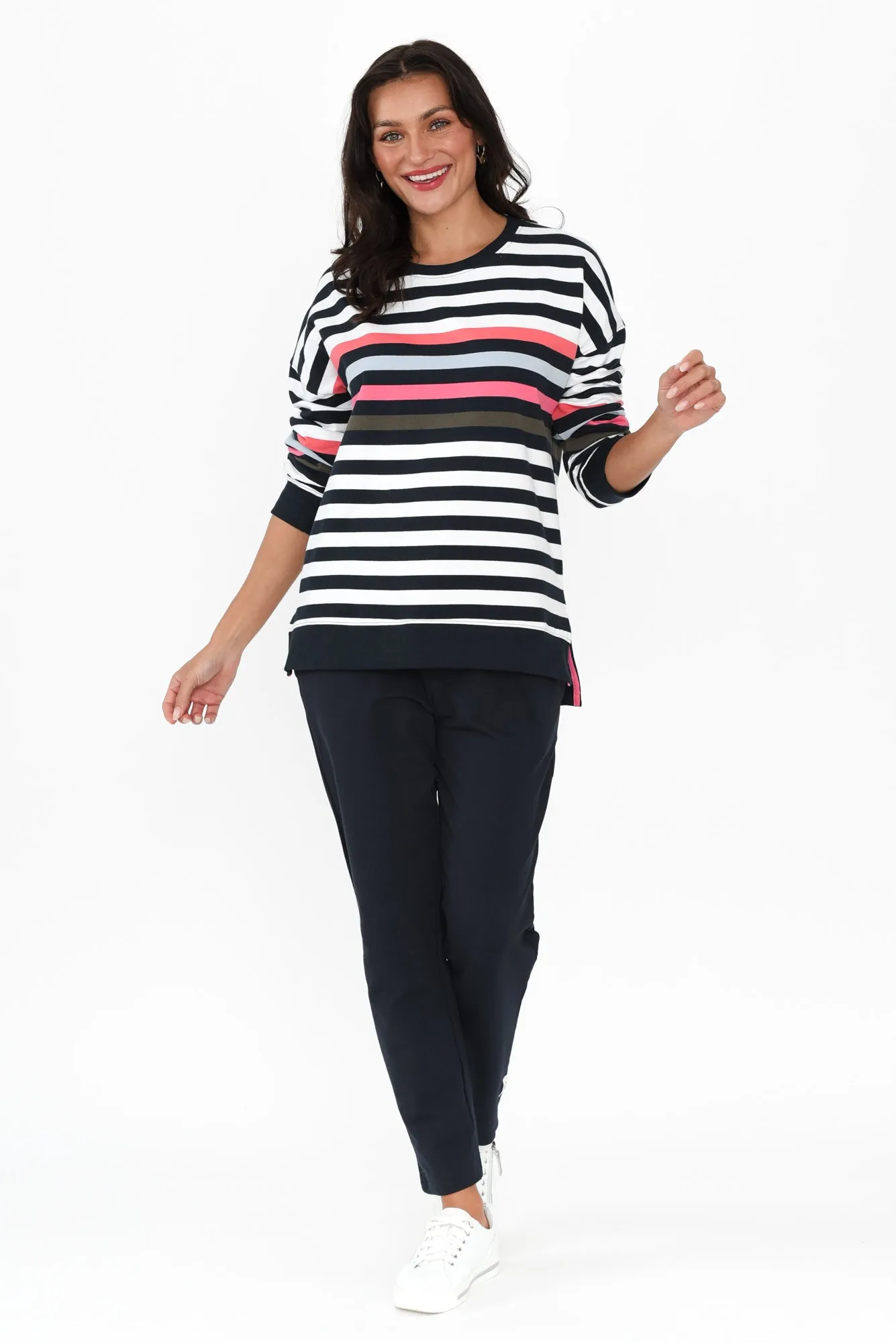 Merriment Navy Stripe Cotton Sweatshirt sold by Blue Bungalow product image thumbnail 2