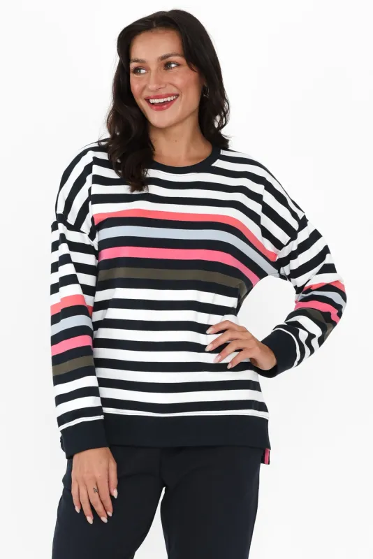 Merriment Navy Stripe Cotton Sweatshirt sold by Blue Bungalow