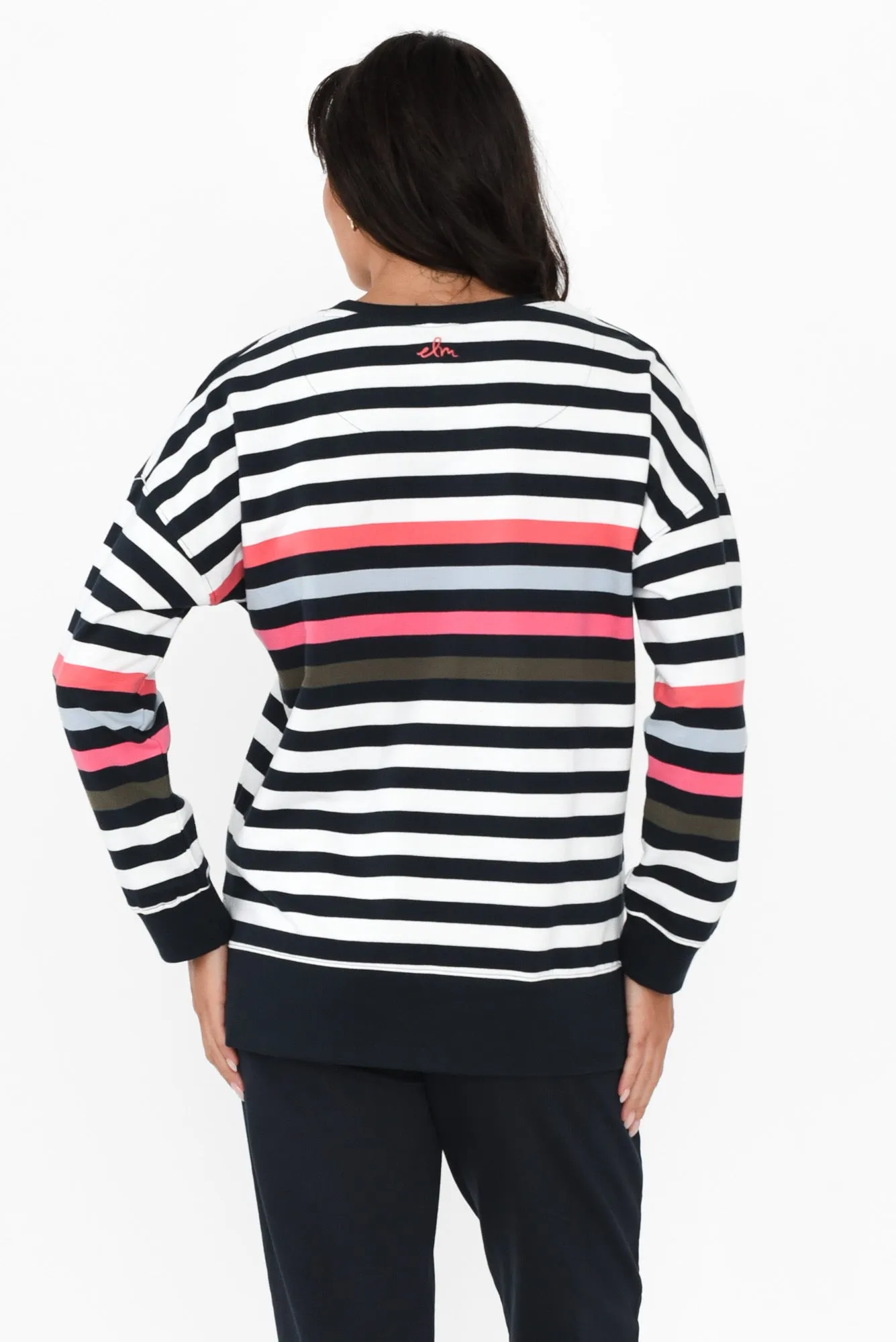 Merriment Navy Stripe Cotton Sweatshirt sold by Blue Bungalow product image thumbnail 4