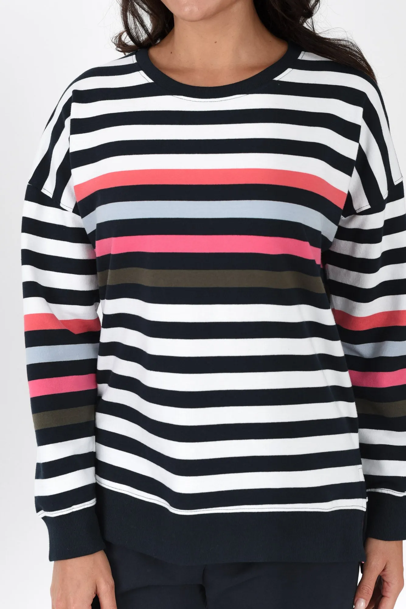 Merriment Navy Stripe Cotton Sweatshirt sold by Blue Bungalow product image thumbnail 5
