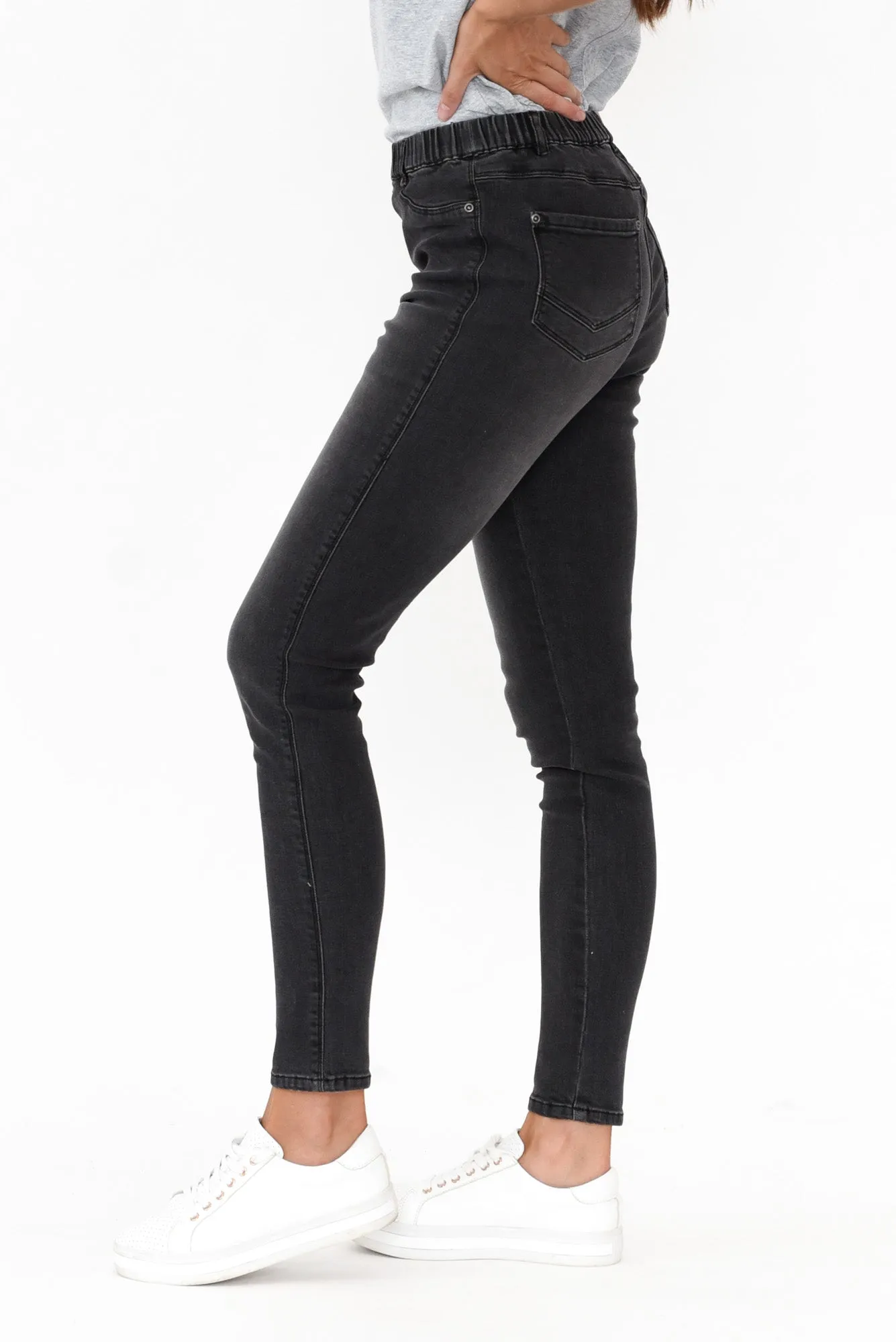 Courtney Black Denim Stretch Jeans sold by Blue Bungalow product image thumbnail 3