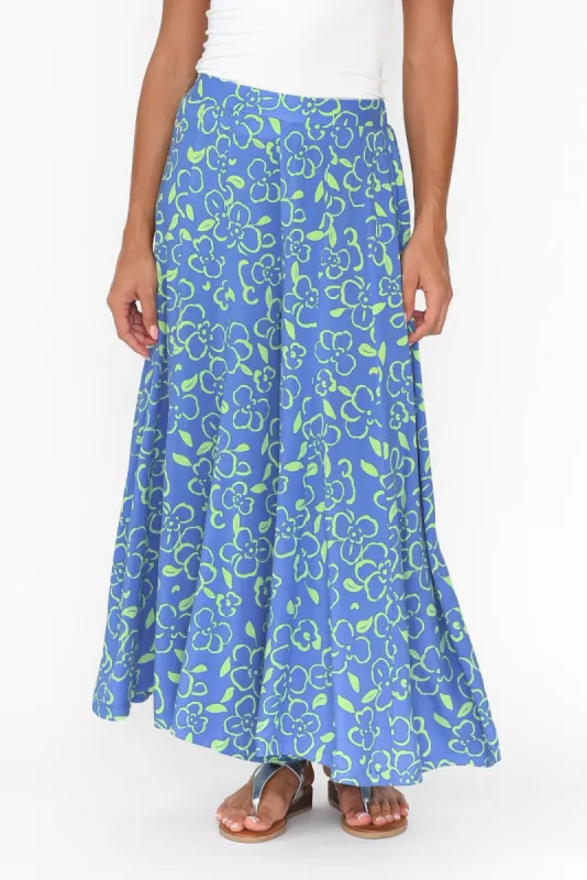 Elira Blue Flower Wide Leg Pants sold by Blue Bungalow