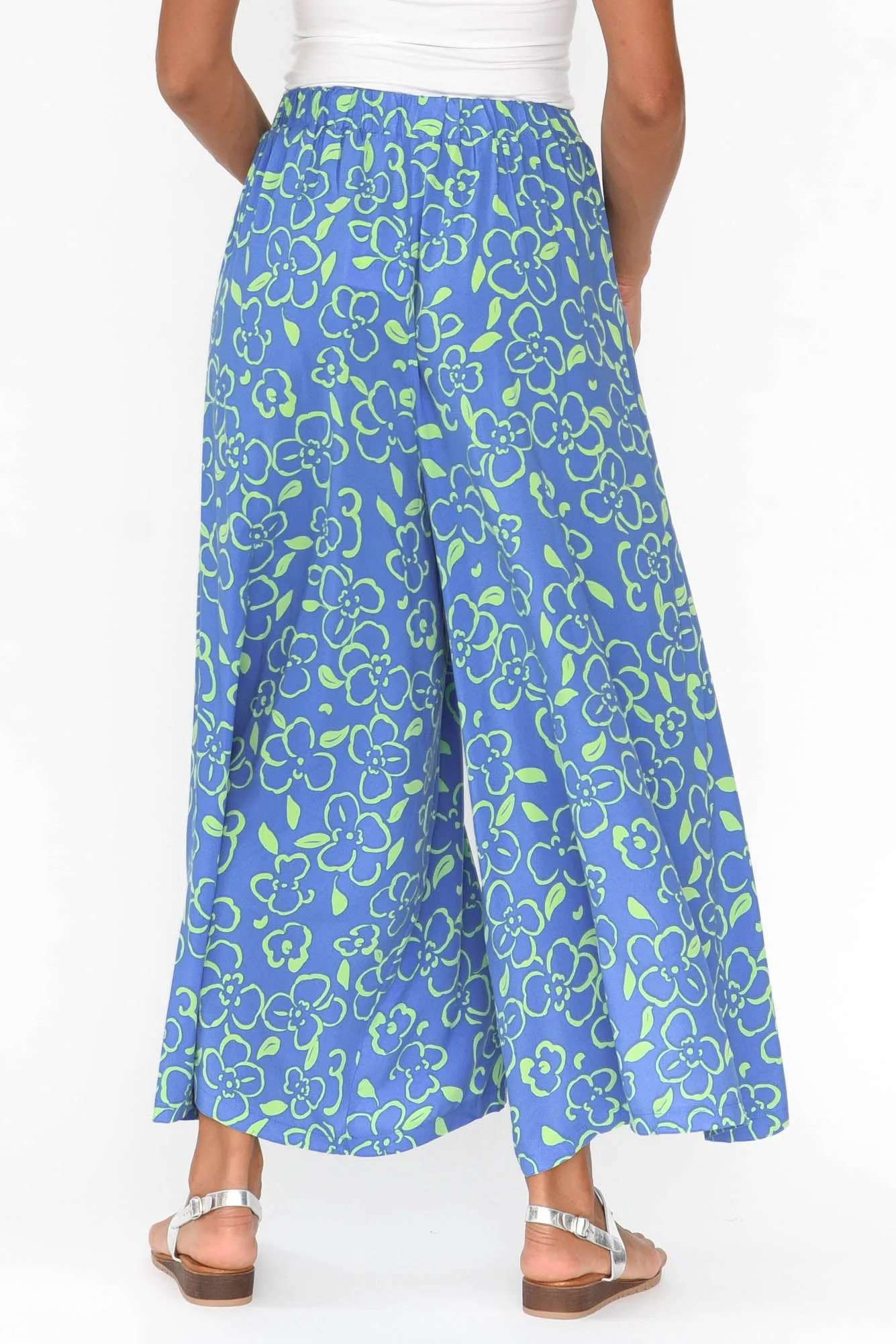 Elira Blue Flower Wide Leg Pants sold by Blue Bungalow product image thumbnail 5