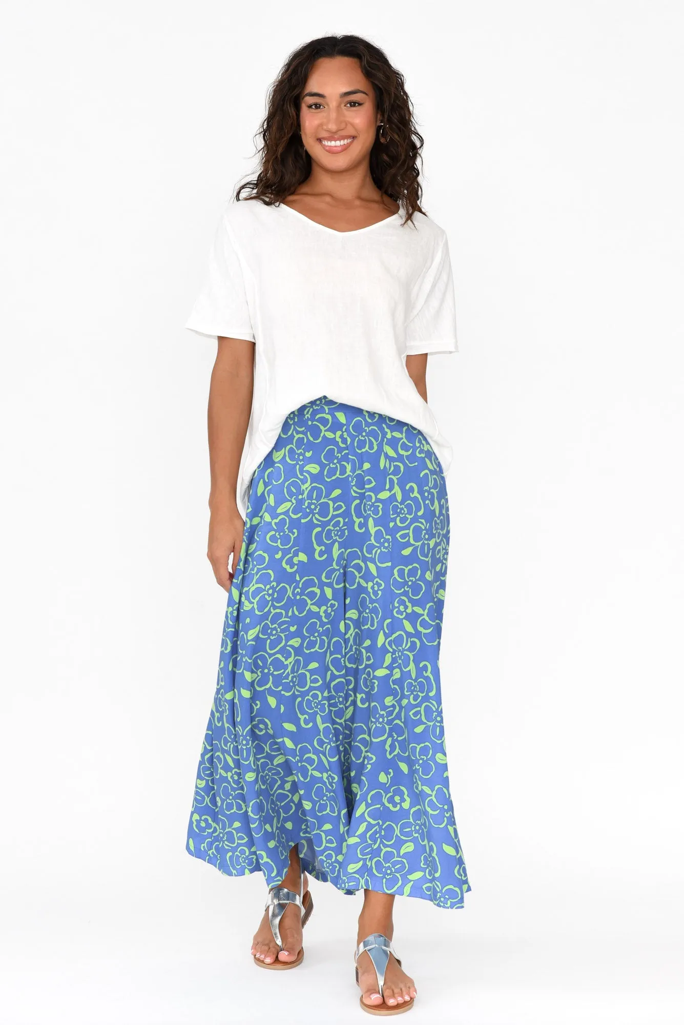 Elira Blue Flower Wide Leg Pants sold by Blue Bungalow product image thumbnail 2